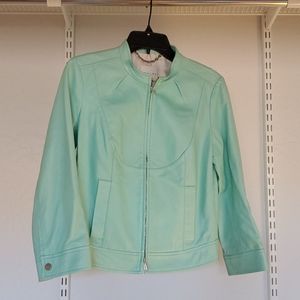 Celine leather jacket turquoise